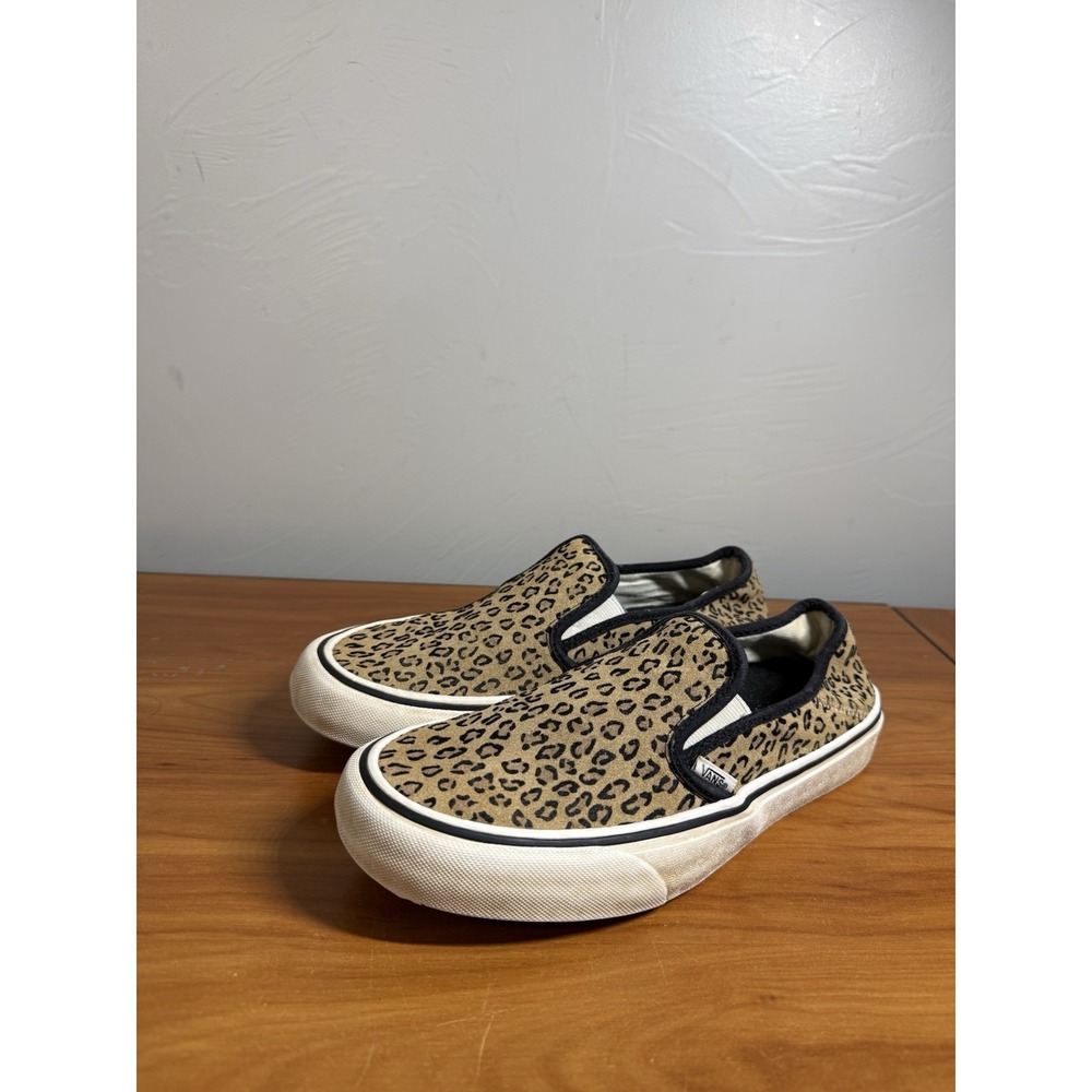 VANS WOMENS Mini Leopard Print SF Slip-On Sneakers Suede Marshmallow Size 9.5